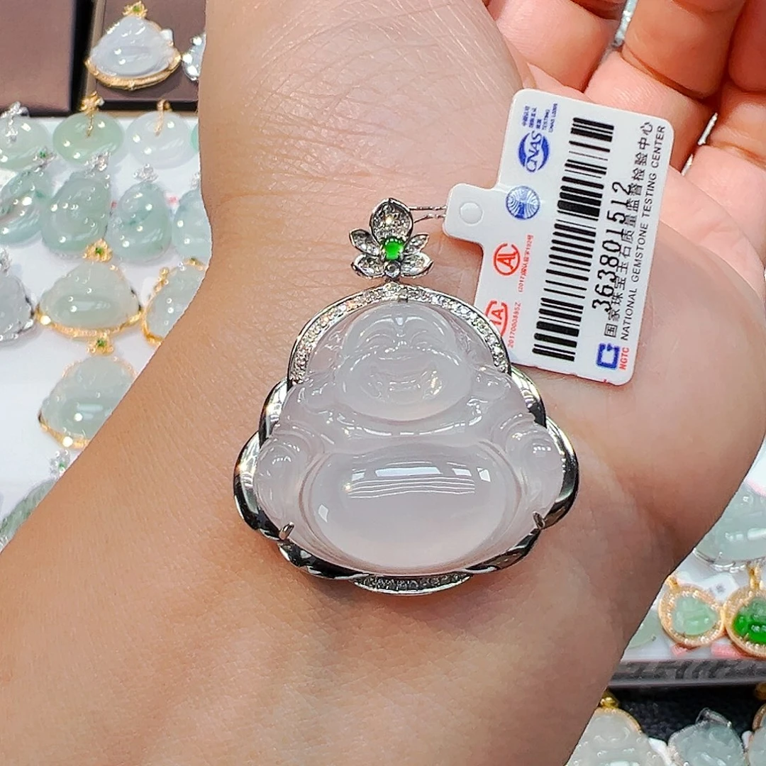 吊坠(不含链)18K金镶嵌翡翠佛公