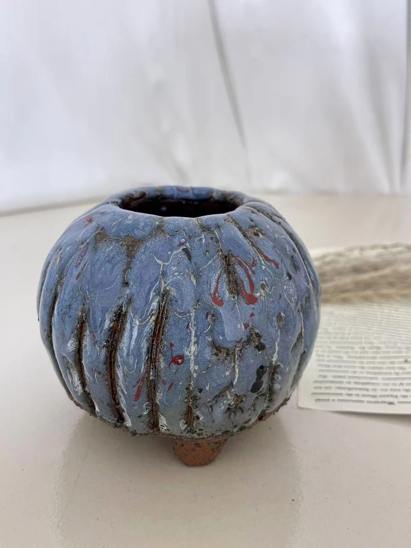 创意蓝焰手工捏制多肉花盆