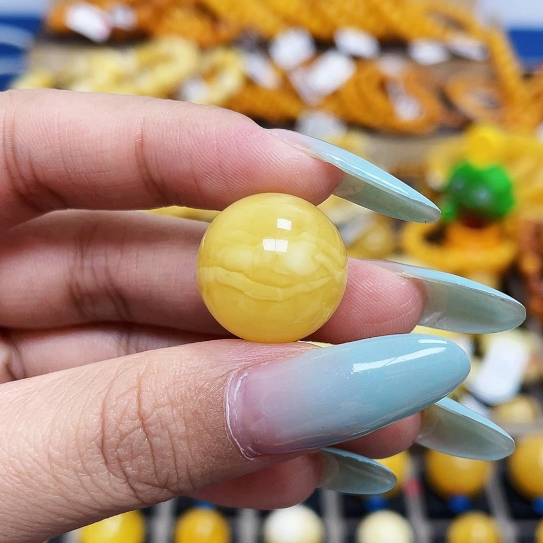 未镶嵌琥珀珠宝奇石16.8mm圆珠