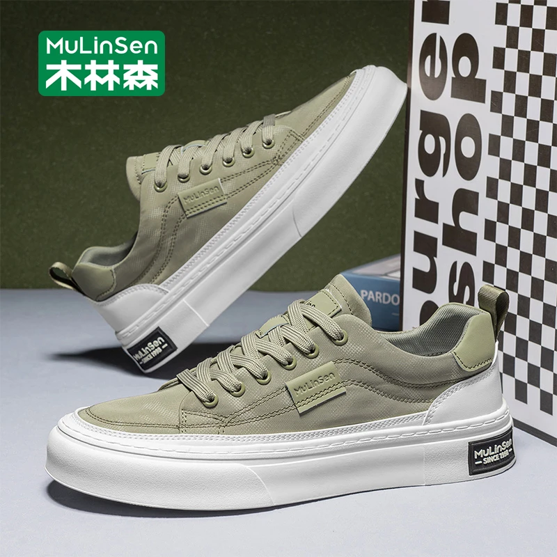 木林森男士帆布鞋2025新款秋季休闲运动百搭软底耐磨工作板鞋男款