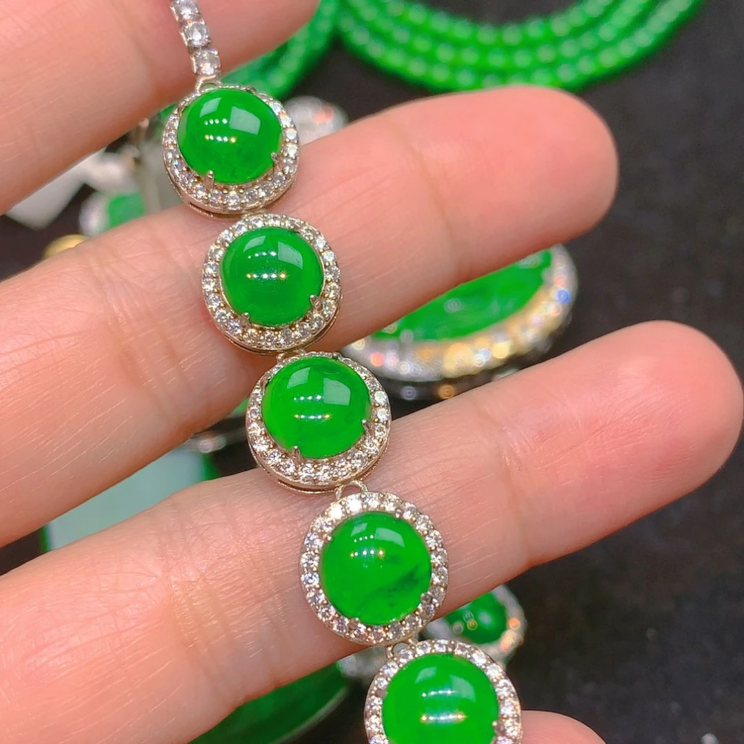 吊坠(不含链)银S925镶嵌翡翠翡翠