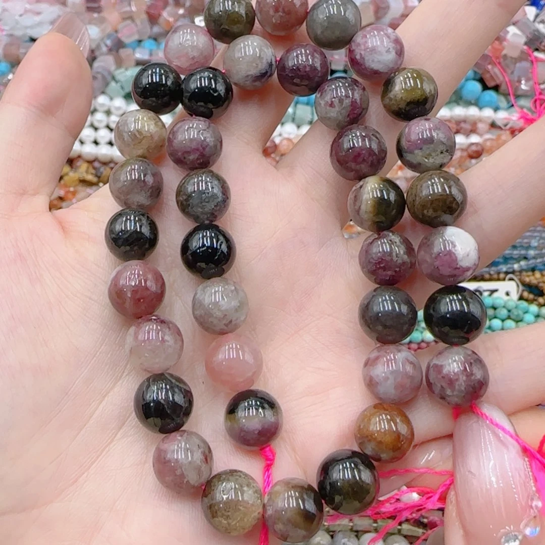 玛瑙/玉髓未镶嵌珠宝半成品天然彩碧玺一条卡十