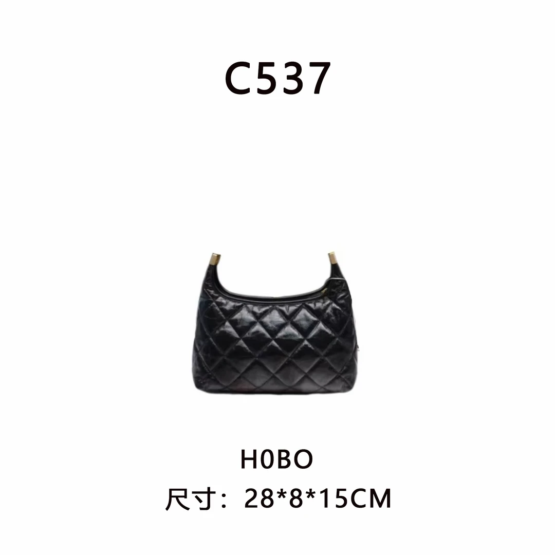 【C537】牛角包（尺寸28*8*15CM）新款黑色女包