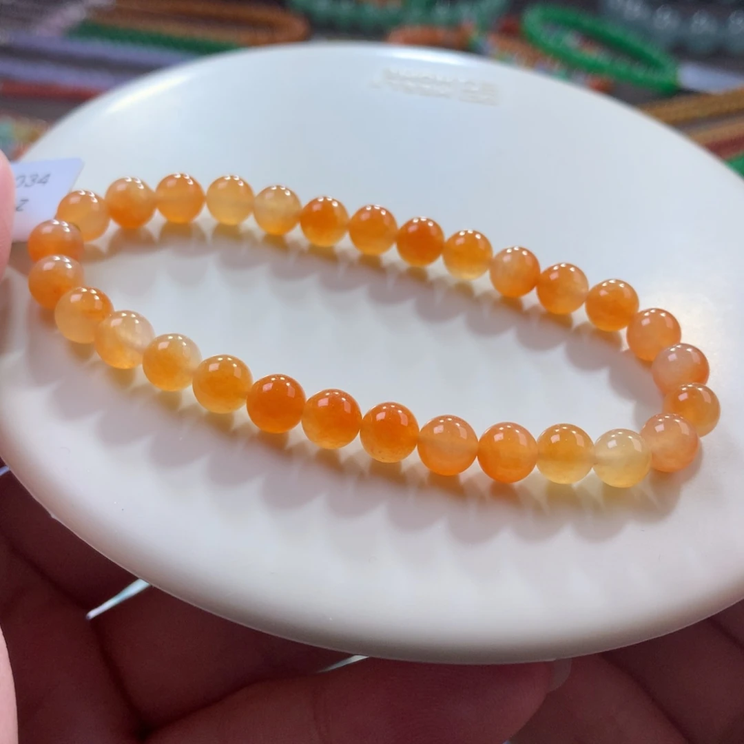 未镶嵌手链翡翠翡翠冰底锦鲤色西柚红卡6.10+
