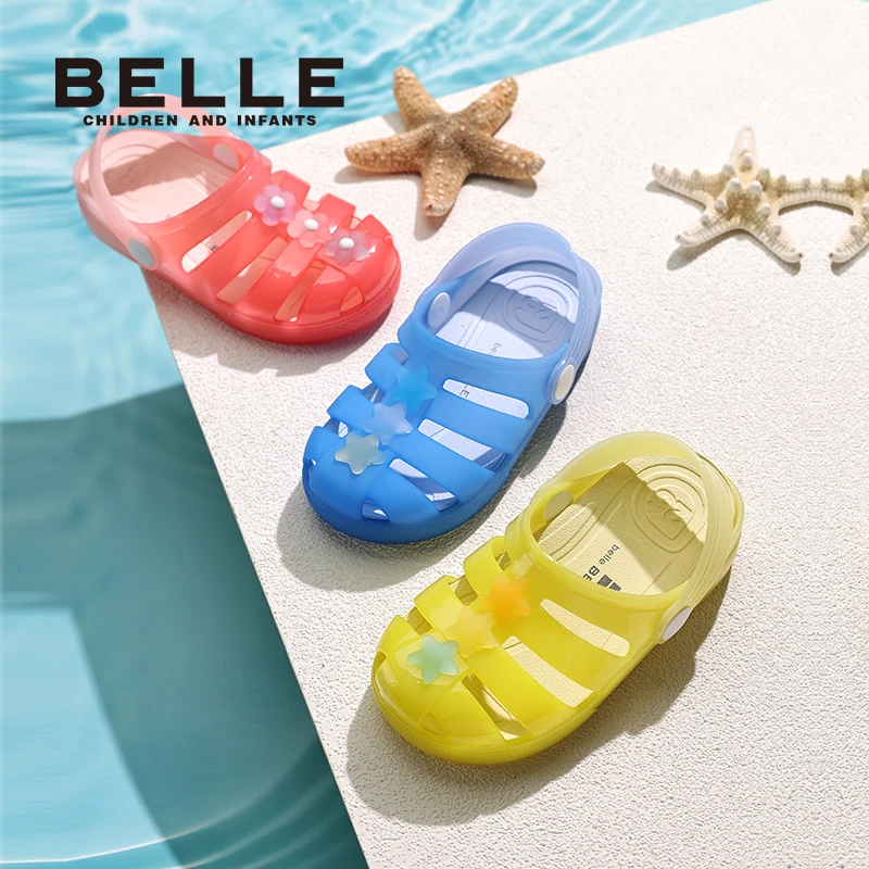 【花朵果冻鞋】百丽儿童25夏季新款男女童镂空易干凉拖鞋CE8953