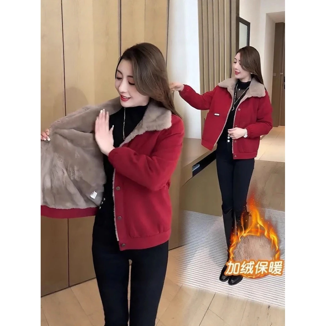 小个子加绒减龄洋气女短款2025冬季新款时尚百搭显瘦加厚棉衣外套