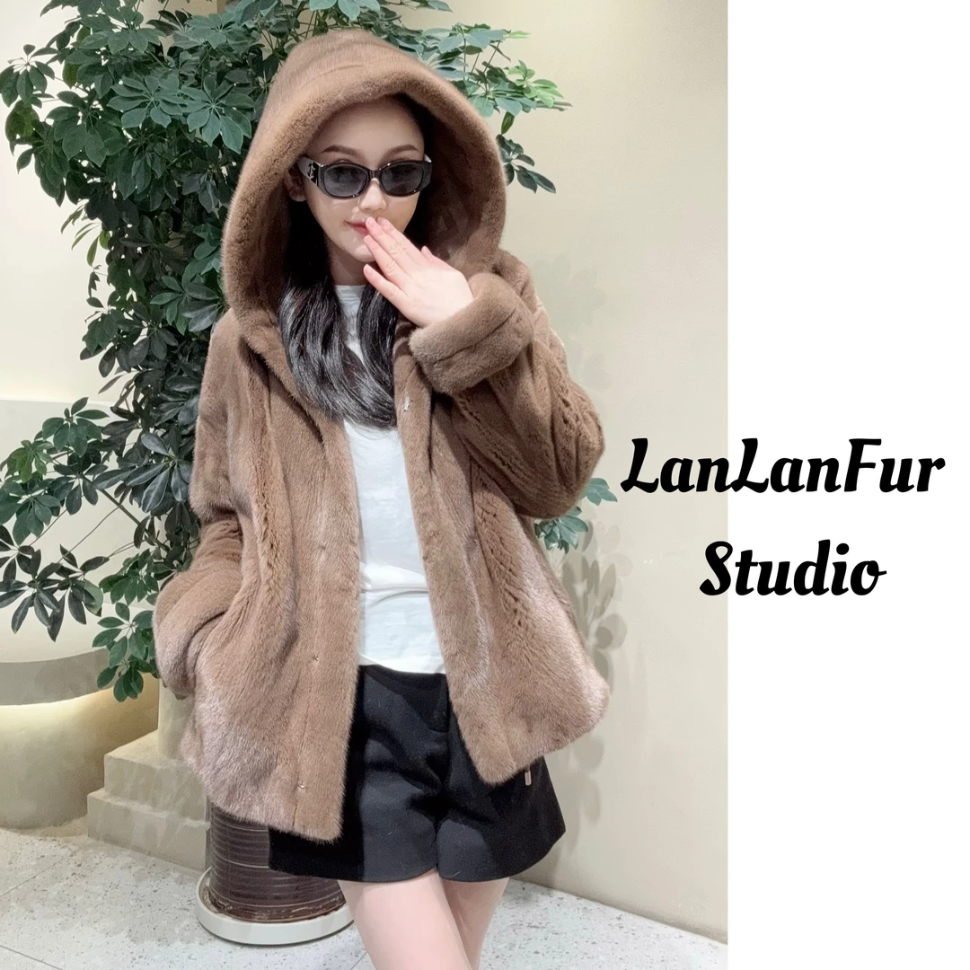 LanLan-咖啡香气"2025新款水貂皮外套冬季皮草时尚女款-2450