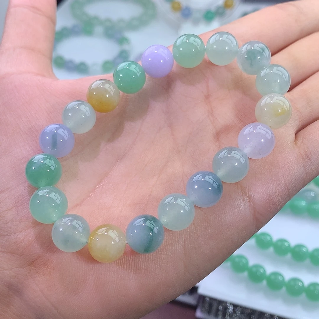 未镶嵌手链翡翠冰飘花多宝手串 链接12