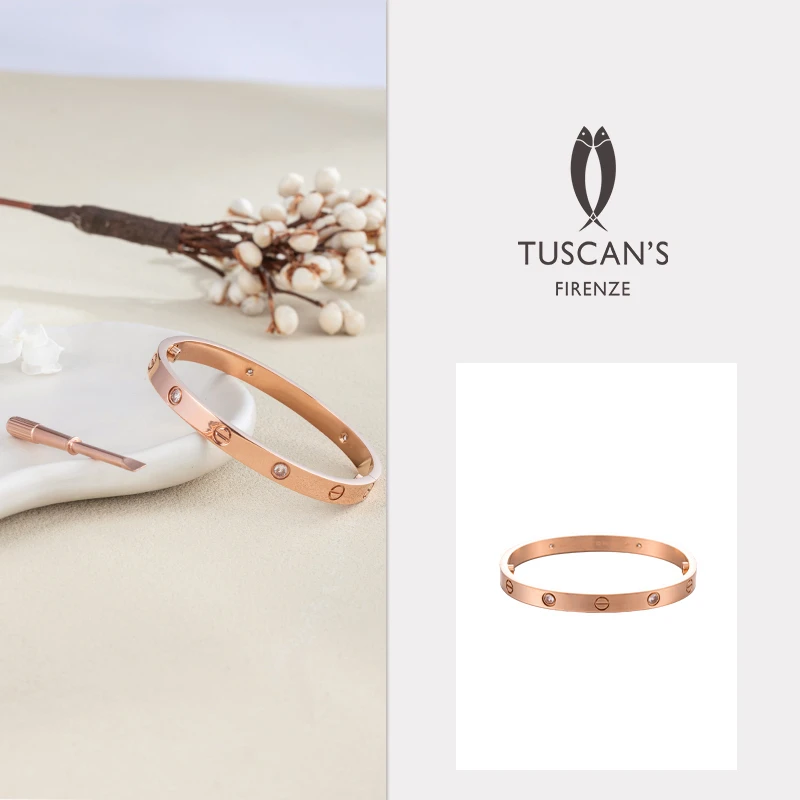 铜合金珐琅手镯 TUSCAN'S 铜合金合成锆石手镯 手环轻奢镶钻宽窄