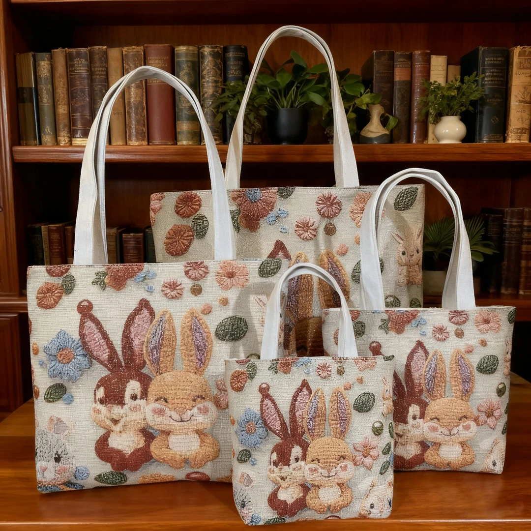 卡通毛绒兔包爆款2025新款时尚手提包简约休闲百搭女款帆布包