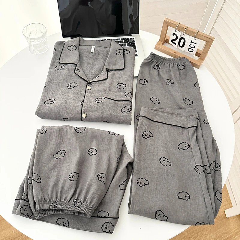 【棉花小狗情侣三件套】夏季新款可爱小宠印花睡衣透气舒适睡衣1944