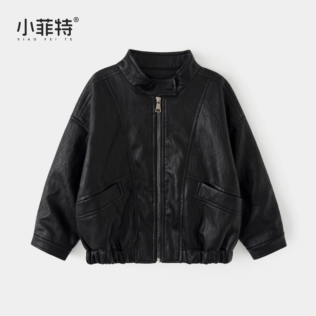 小菲特女童秋新款皮衣韩版休闲夹克中大童儿童时尚外套BGYQ53511