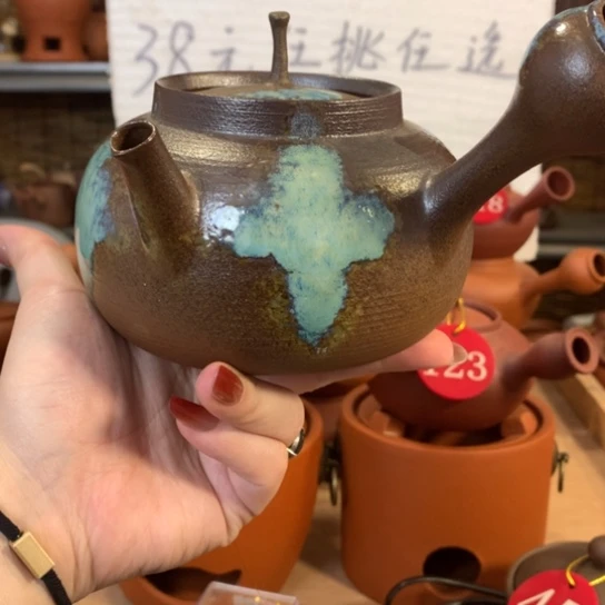 老朱泥大口煮茶壶800毫升左右老岩泥蓝壶600毫升全手工微瑕