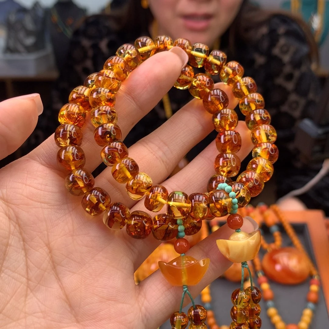 未镶嵌琥珀（花珀）手串多样性发一