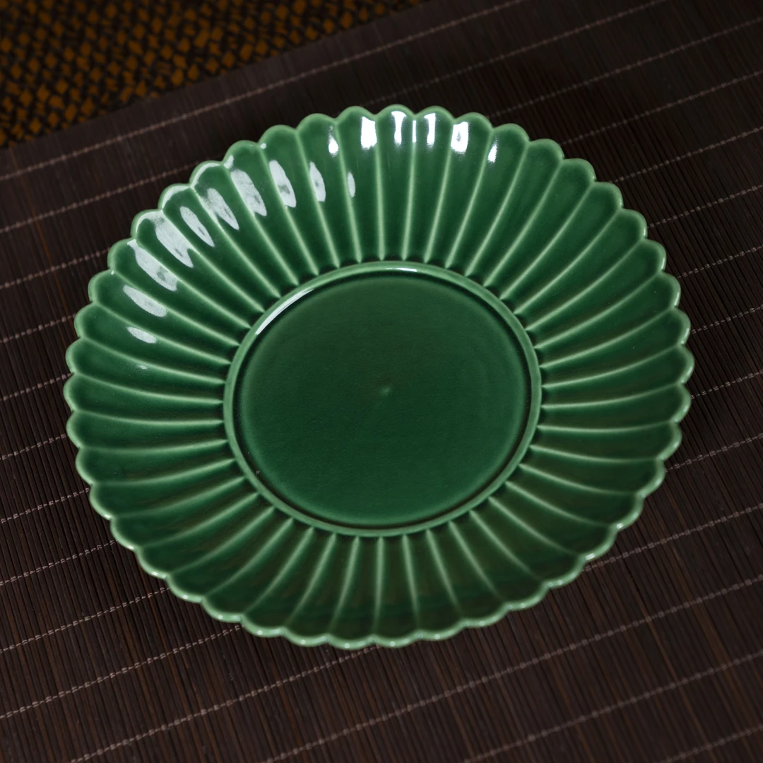 【瓷唐里】翡翠帝王绿菊瓣大壶承 瓷器家用茶具