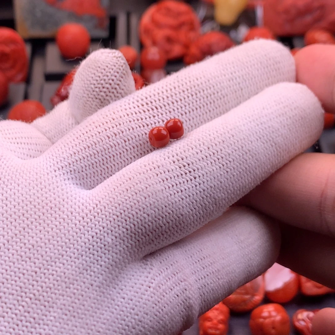 南红玛瑙未镶嵌川料原矿满色满肉老型对珠5mm