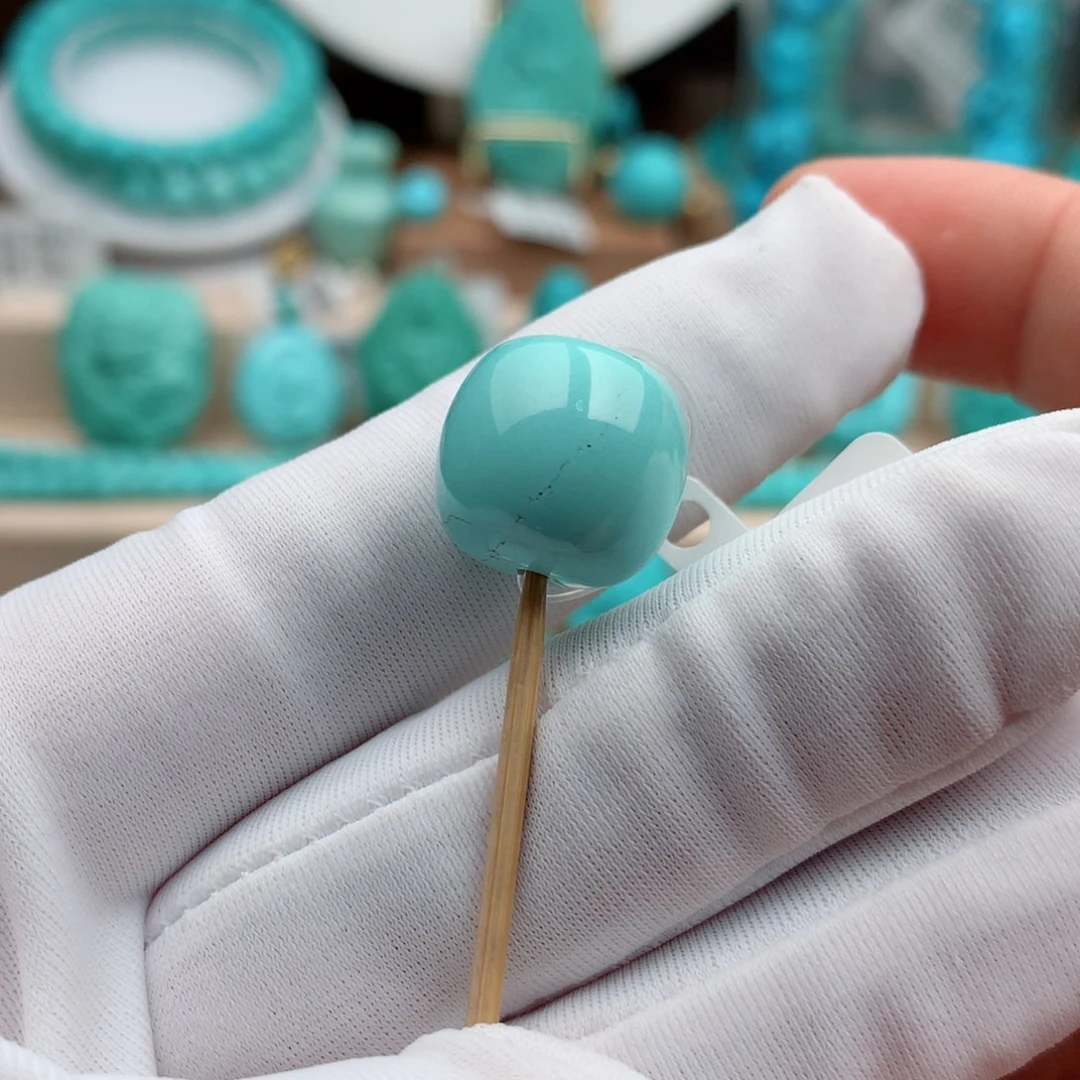 绿松石珠宝奇石未镶嵌14.3mm