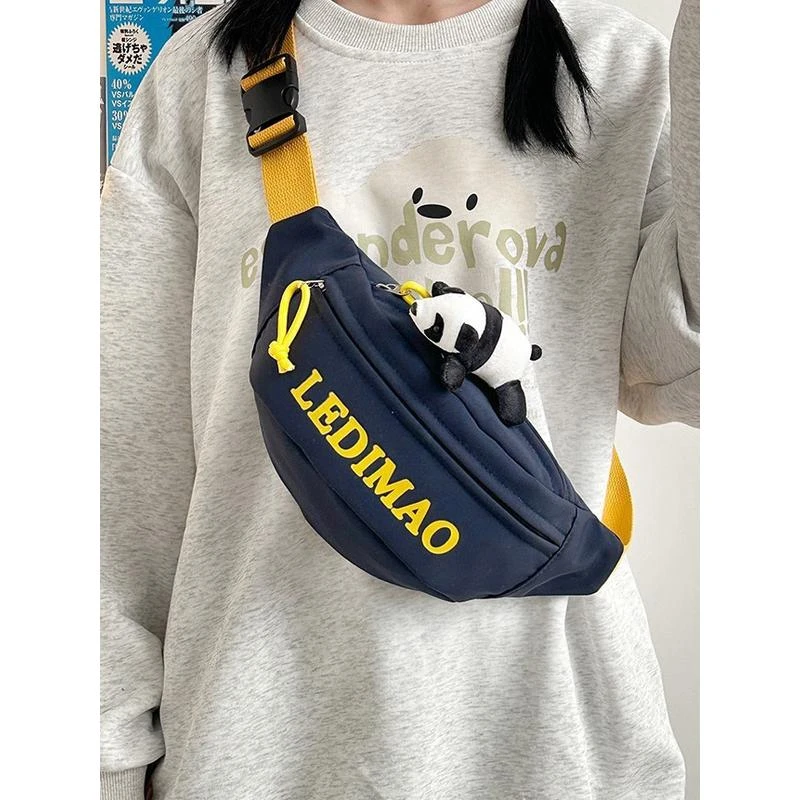 日系撞色胸包男ins休闲简约斜挎包新款学生机车运动小包百搭腰包