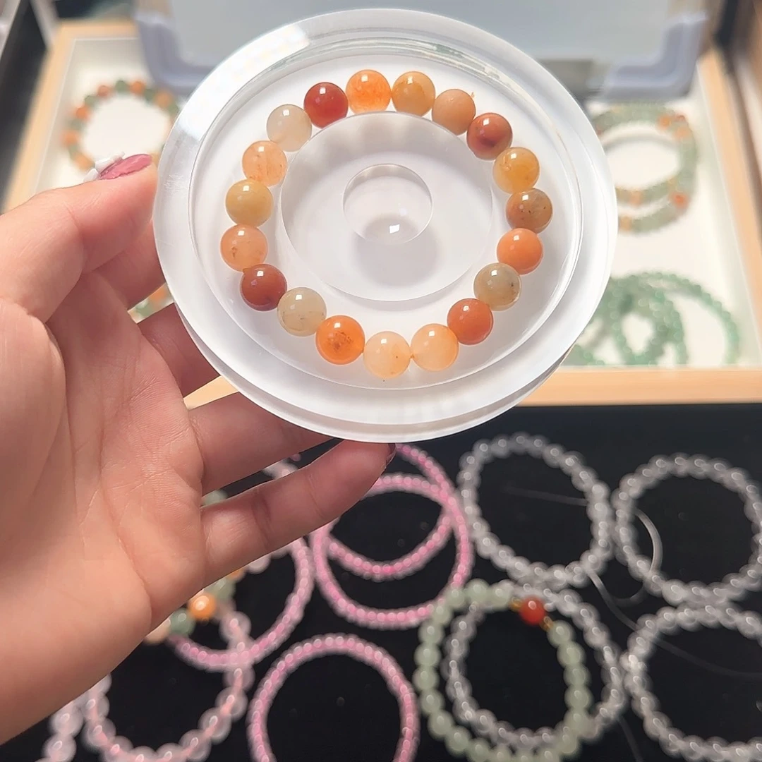 石英岩玉手串未镶嵌金丝玉10mm圆珠手串