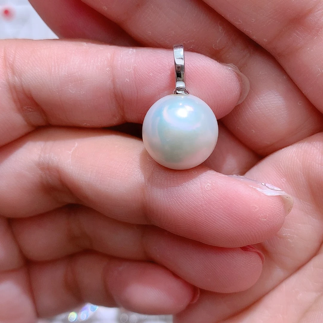 淡水珍珠银S925镶嵌吊坠(赠链)CC13.8m m