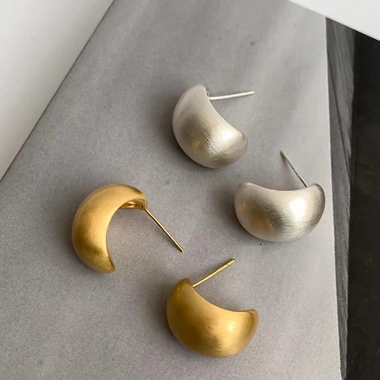 铜合金耳饰 925银针哑光磨砂耳钉耳环2025新款爆款高级感小众首饰