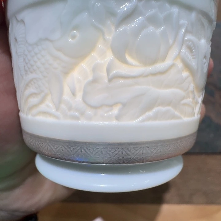 瓷其他少溪鱼藻纹雕刻容天杯