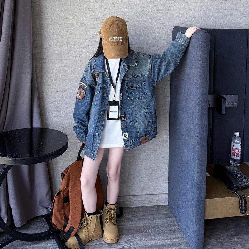 男女童牛仔外套秋装2025新款儿童牛仔衣秋季痞帅时髦上衣童装潮酷