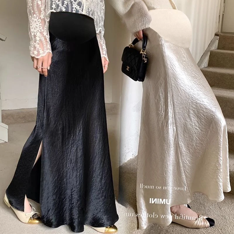 半身裙夏季薄款外穿醋酸缎面褶皱a字鱼尾包臀开叉大码半身裙