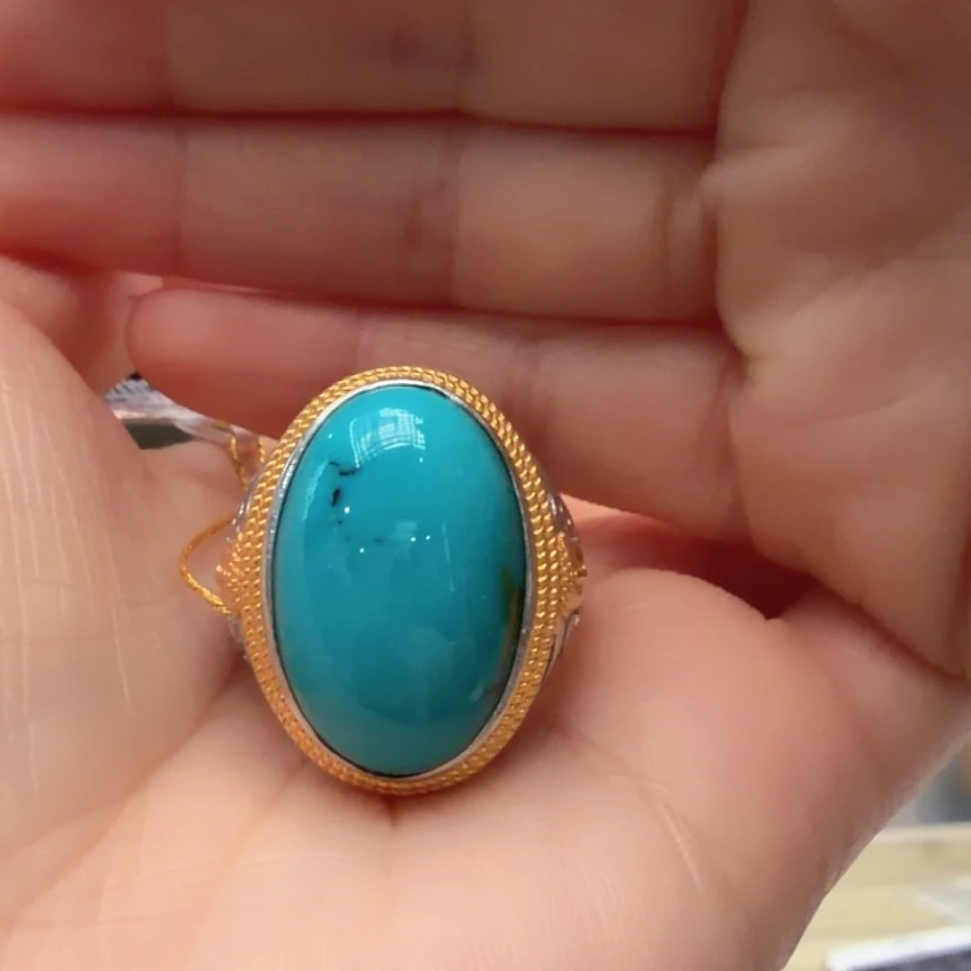 绿松石银S925镶嵌戒指