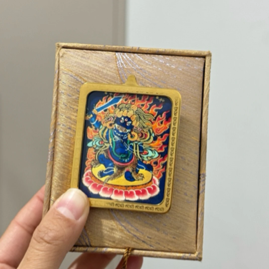 西藏热贡手绘不动个药师唐卡佛牌本命