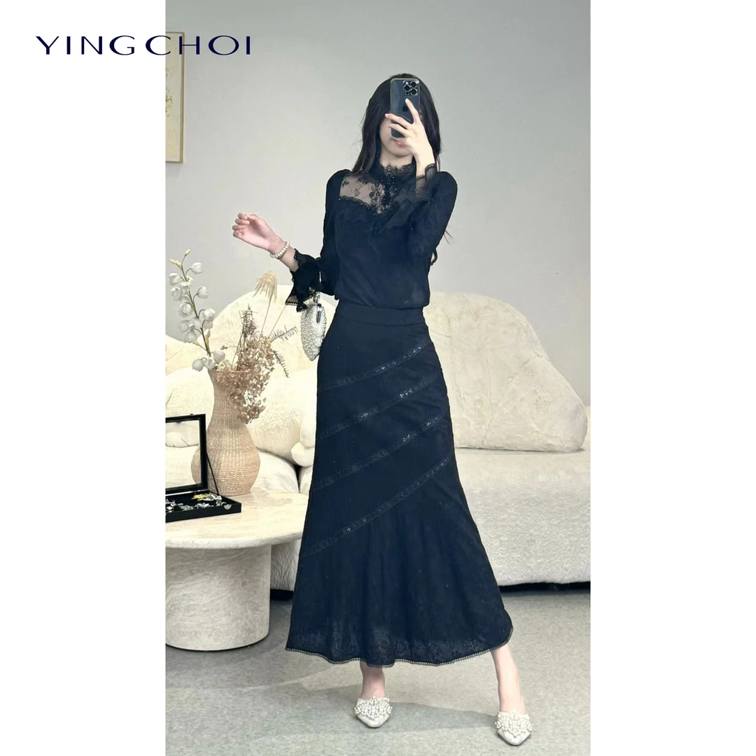 【高高甄选】YIGNCHOI 两色绵羊毛蕾丝套装 21449/71300