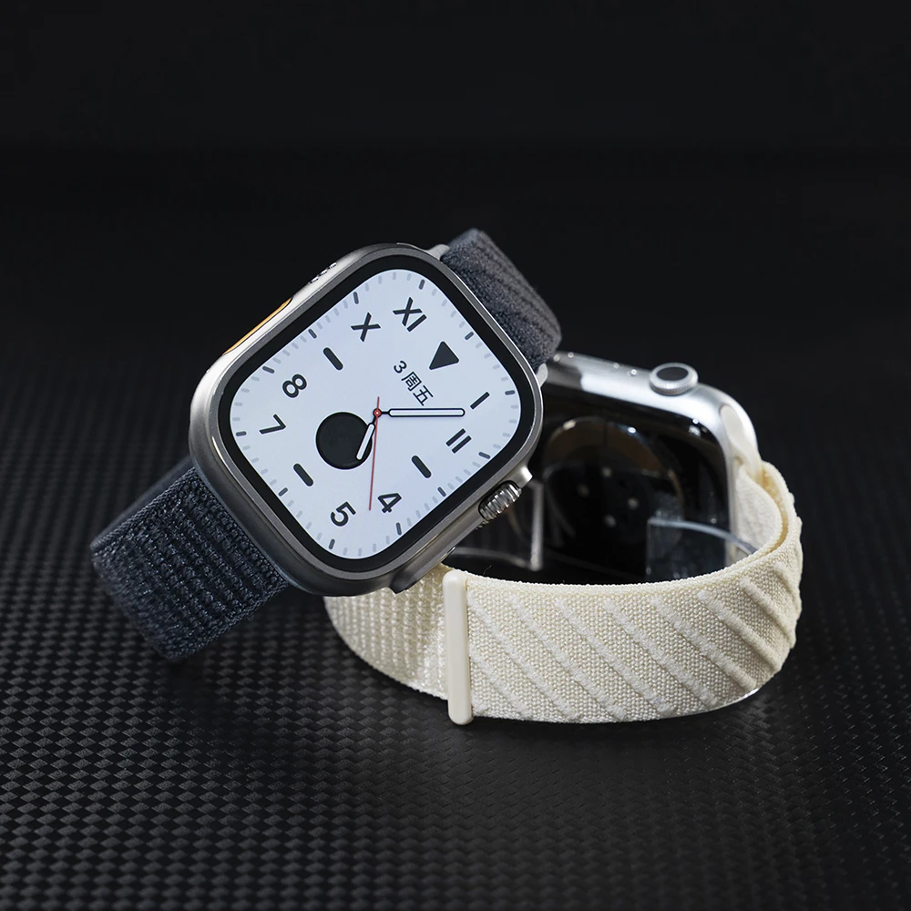 适用苹果手表带AppleWatchS11/10/Ultra2魔术贴iwatch尼龙编织9代