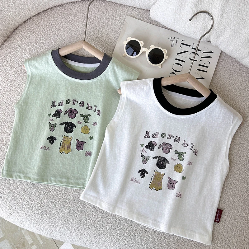 【夏季必备】儿童夏季圆领男背心韩版休闲薄款时尚简约无袖上衣