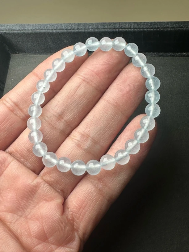 天然缅甸翡翠 6mm+白冰手串一条多样性发