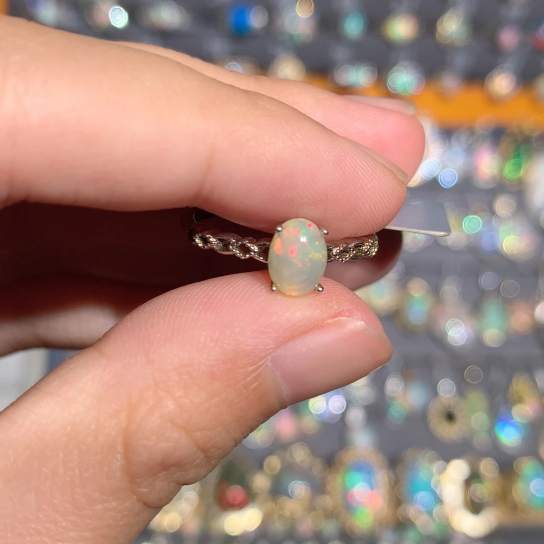 银S925镶嵌欧泊欧泊戒指y