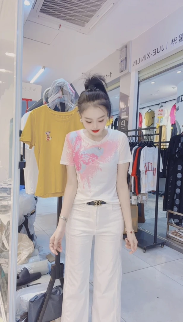 【小玉】新款时尚气质洋气百搭显瘦女士圆领上衣