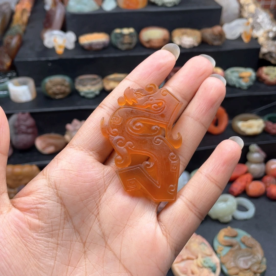 未镶嵌定制玛瑙手工雕刻仿古龙