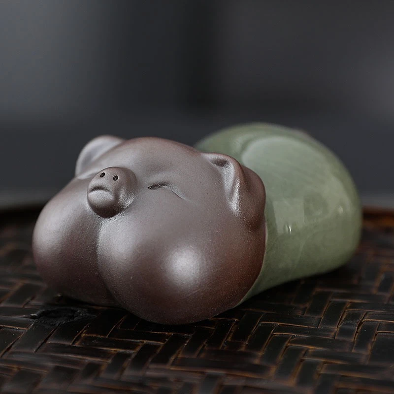 小福猪紫砂开心猪福气猪小猪茶宠摆件猪可养茶宠家居茶道可爱摆件