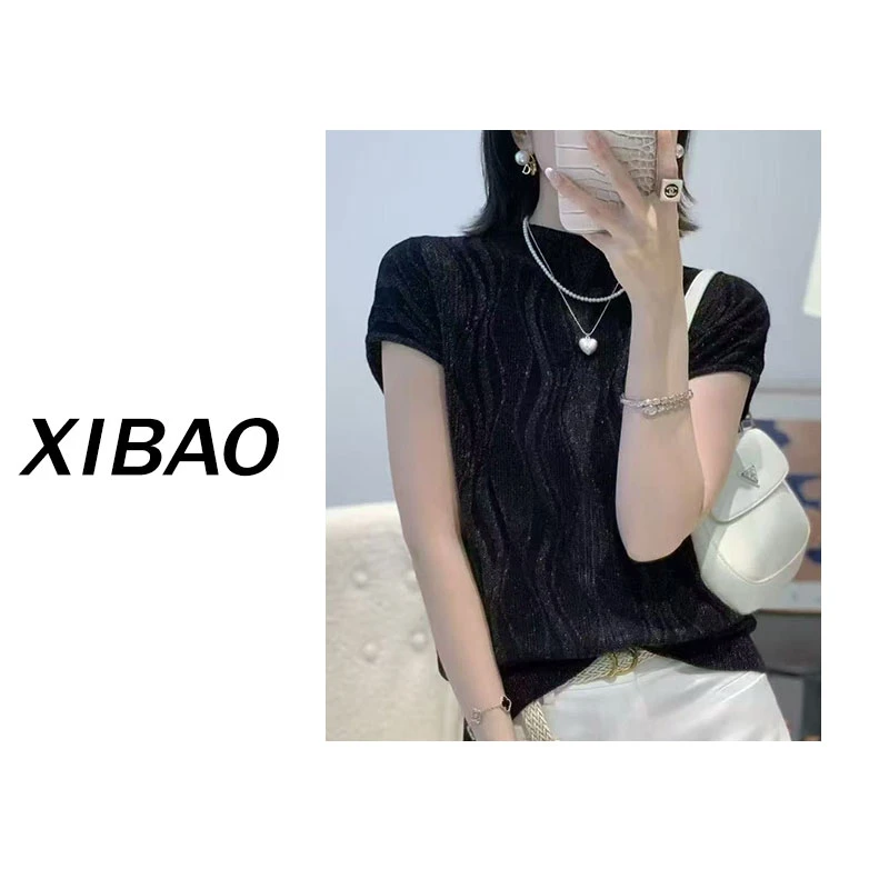 9【水波纹】金葱线精纺羊毛无袖打底
