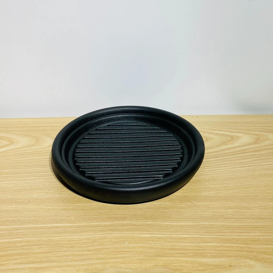 全瓷黑陶圆形壶承茶盘