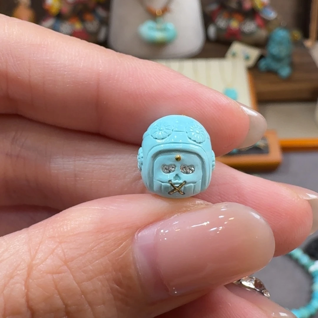 绿松石未镶嵌珠宝半成品阿呆配饰