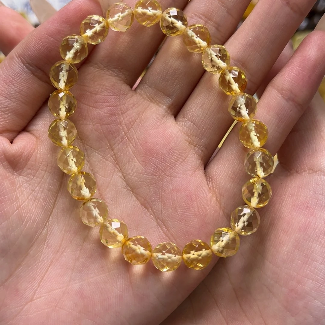 琥珀未镶嵌裸石天然琥珀俄料切面手串卡7.8mm