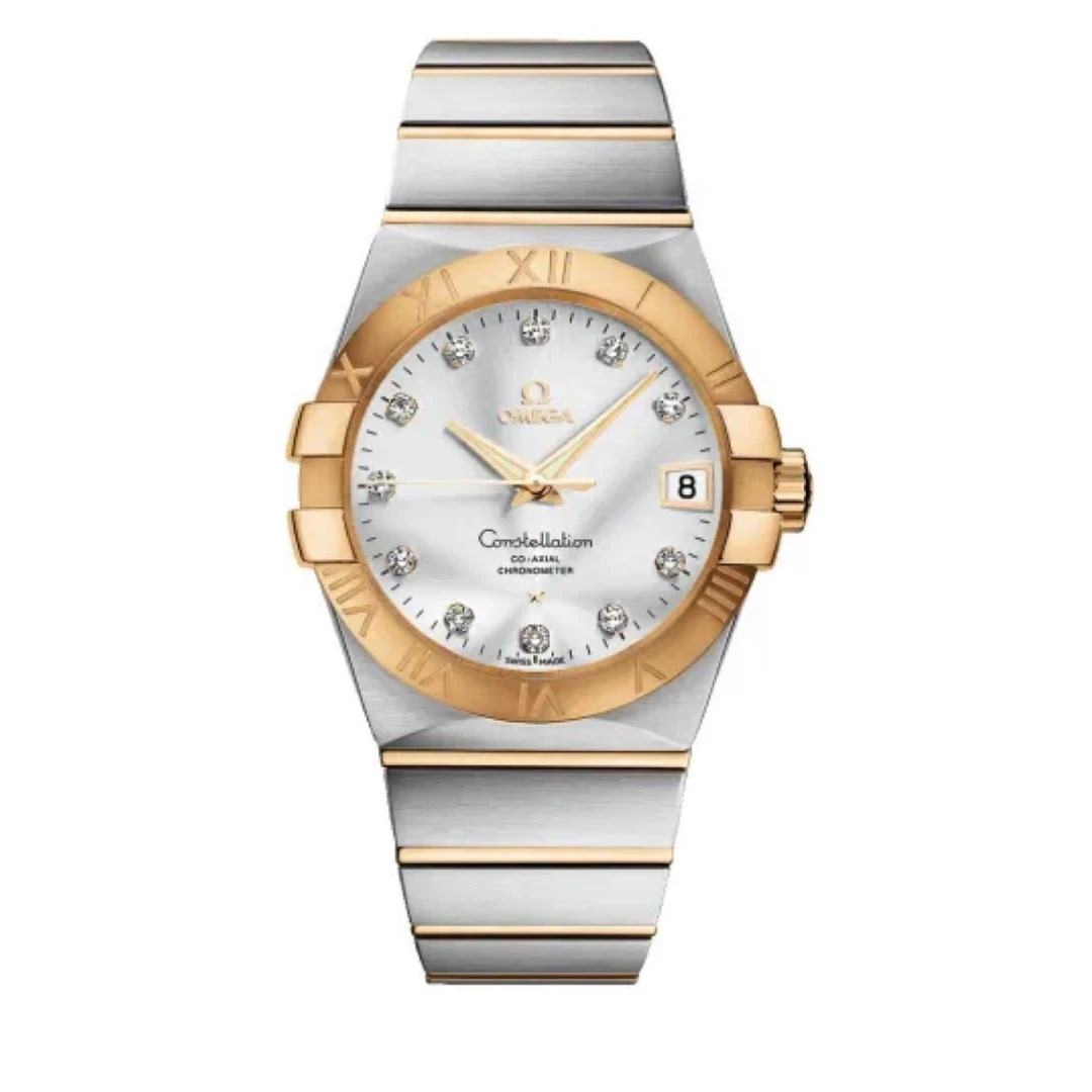 99新 Omega/欧米茄 嘉华/38表径星座钻刻银盘/原镶钻18K黄金