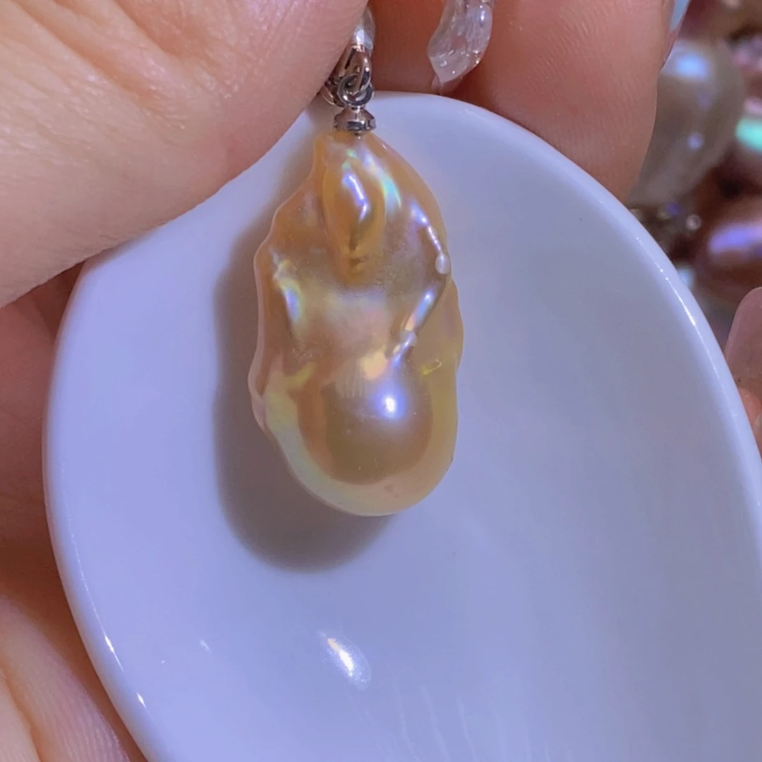 银S925镶嵌淡水珍珠天然淡水珍珠