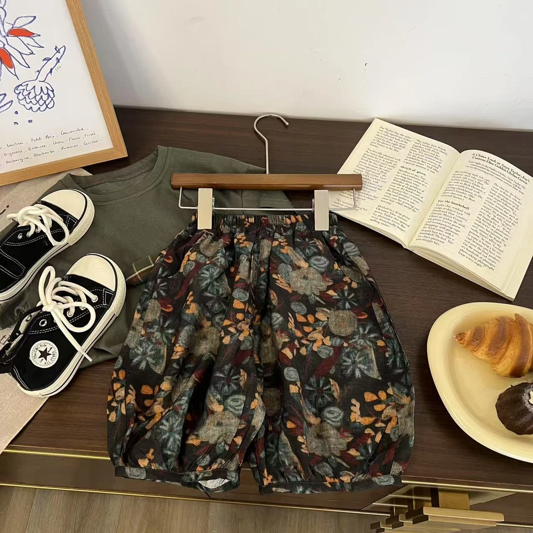 儿童夏季洋气碎花七分灯笼裤H2116