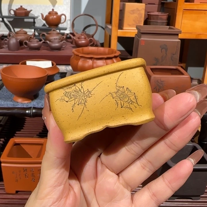 花盆紫砂全手工刻绘