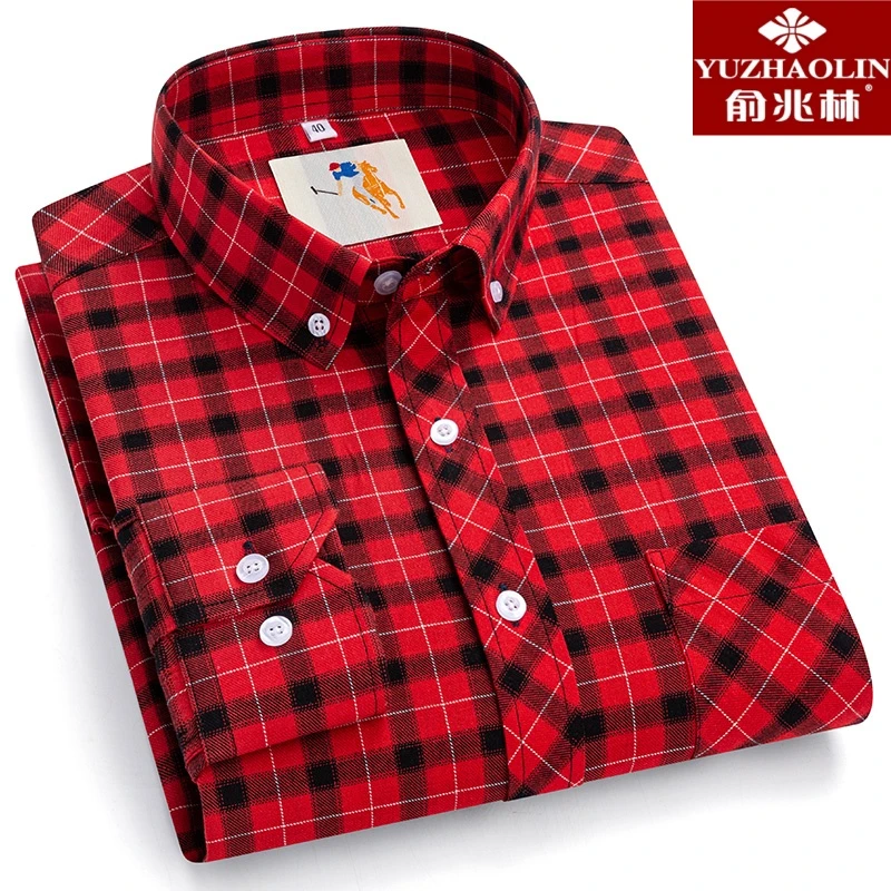 YUZHAOLIN/俞兆林男纯棉长袖休闲商务时尚通勤外穿春秋季高档衬衣