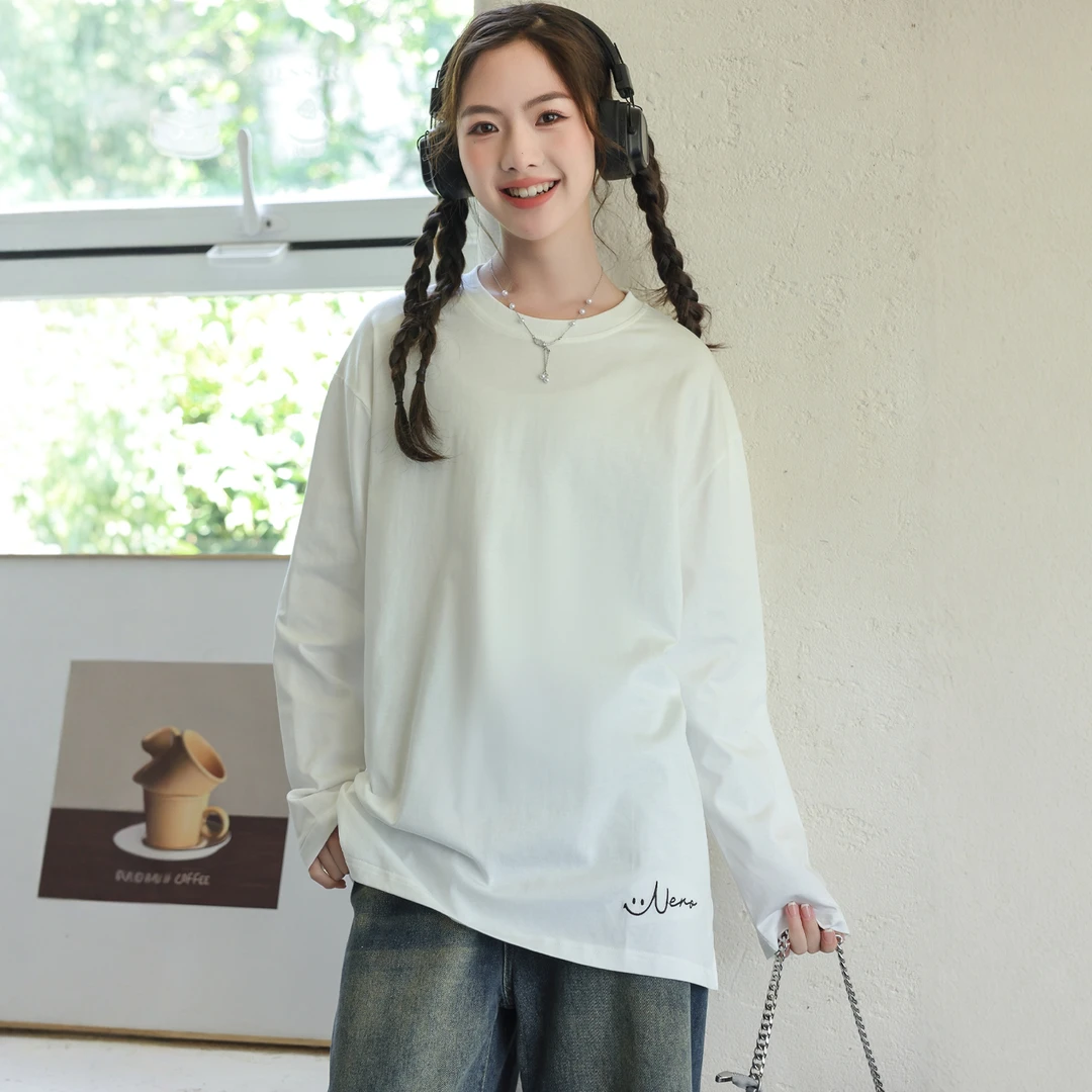 骄骄虎女童秋款长袖t恤内搭上衣2025新款初中生高中生打底衫7342