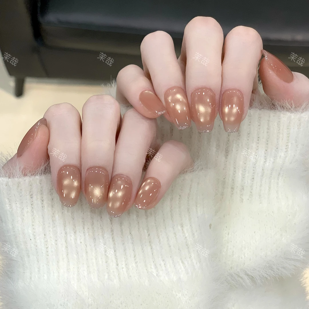 茉哉现货【橘子海】纯手工定制美甲拆卸穿戴甲A4289