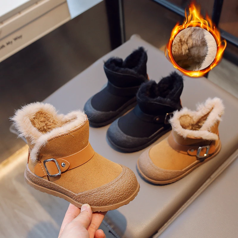 女童雪地靴2024冬季新款儿童靴子加绒男童韩版保暖休闲短靴子2392